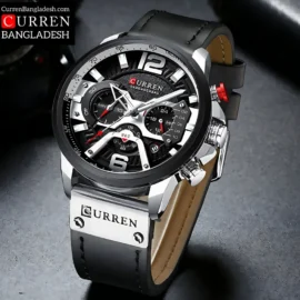 Curren 8329 Men’s Chronograph wristwatch with blue leather strap and multifunction dial