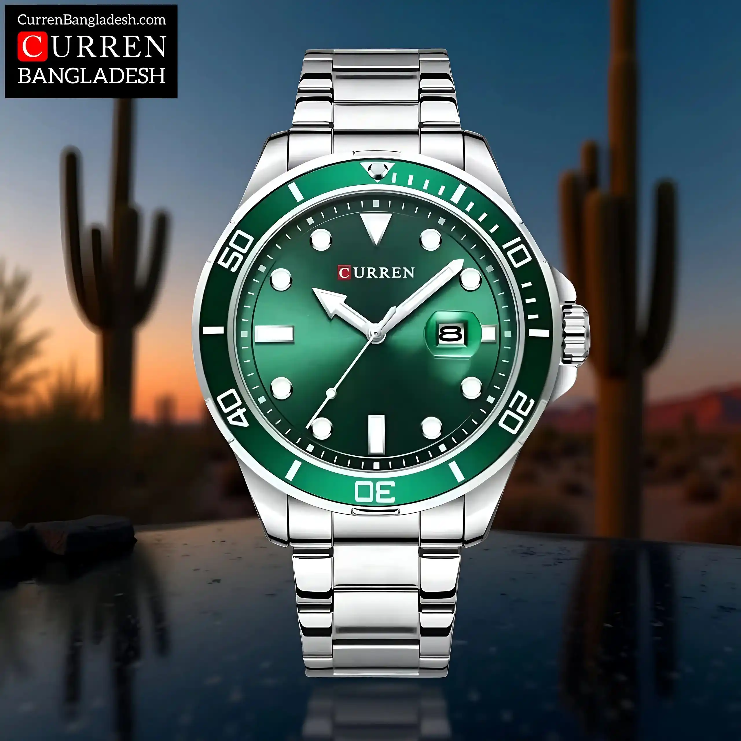 Curren 8388 Men Watch silver green