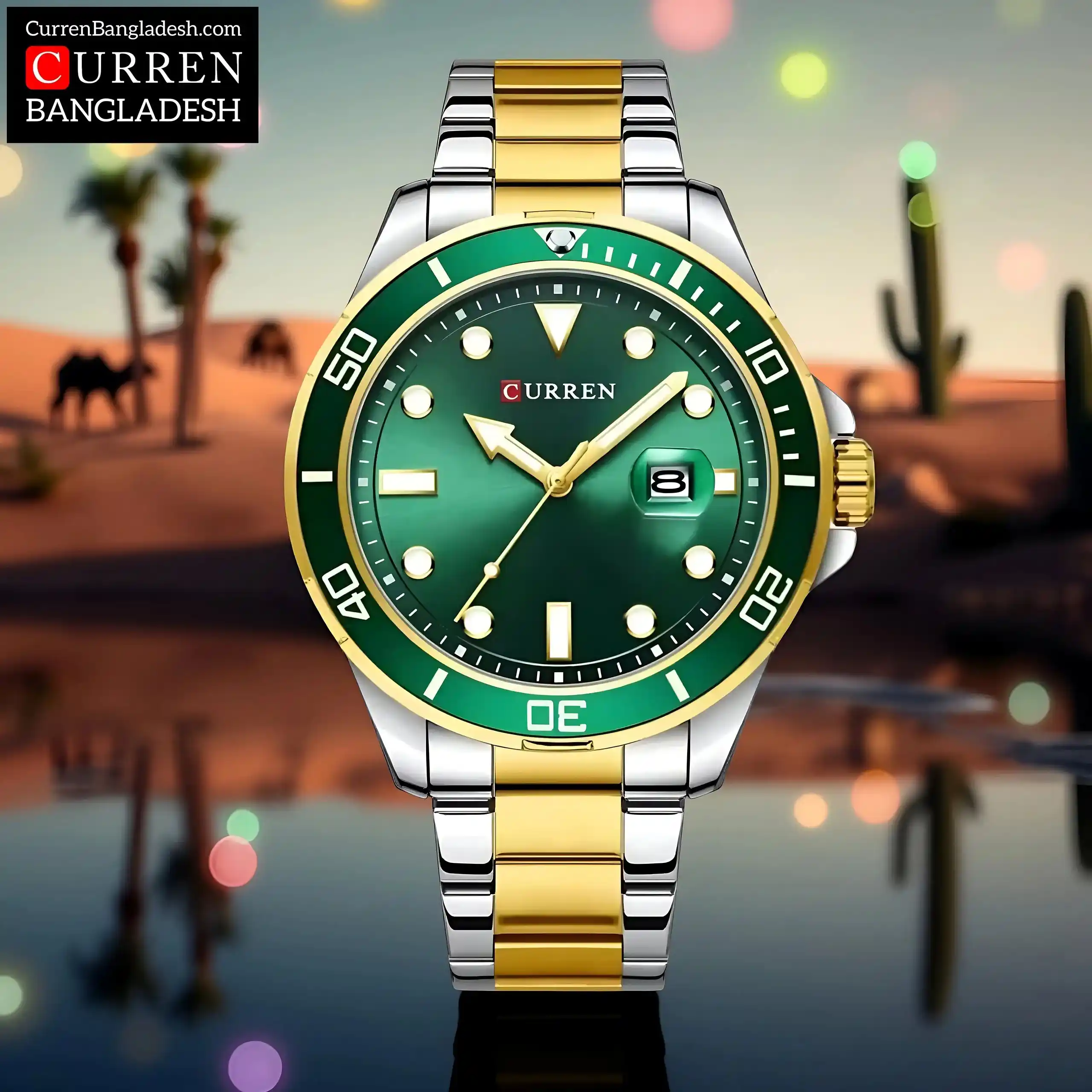 Curren 8388 Men Watch two tone green
