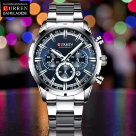 Curren 8355 men’s chronograph wristwatch with stainless steel band and multi‑dial design