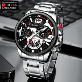 Curren 8395 Men Watch with chronograph dial, stainless steel band, and bold oversized design
