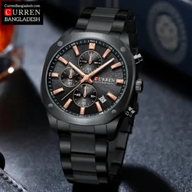 Curren 8490 Men Watch with chronograph sub‑dials, metallic band, and bold 4.2 cm dial.