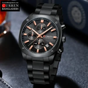 Curren 8490 Men Watch with chronograph sub‑dials, metallic band, and bold 4.2 cm dial.