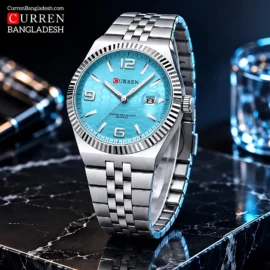 Curren 8498 men’s wristwatch with stainless steel band and date display