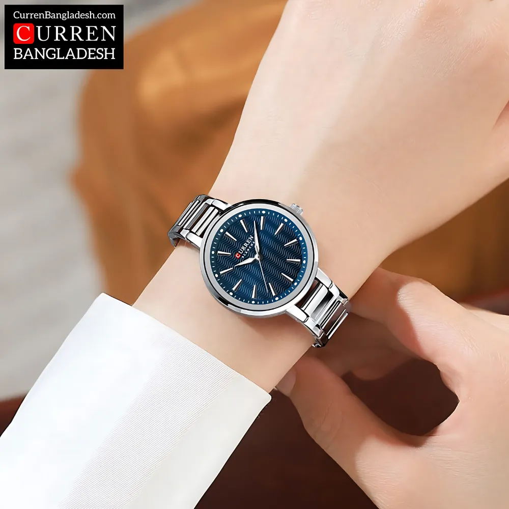 Curren 9109 Women Watch with gold stainless steel band, textured dial, and slim case design