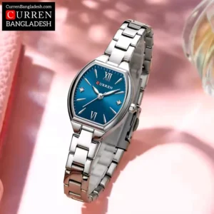 Curren 9112 Women Watch with oval dial, Roman numerals, and slim stainless steel band